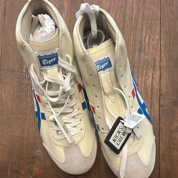 Onitsuka Tiger Cream and Blue Sneakers High-Top Design - Picture 3 of 4